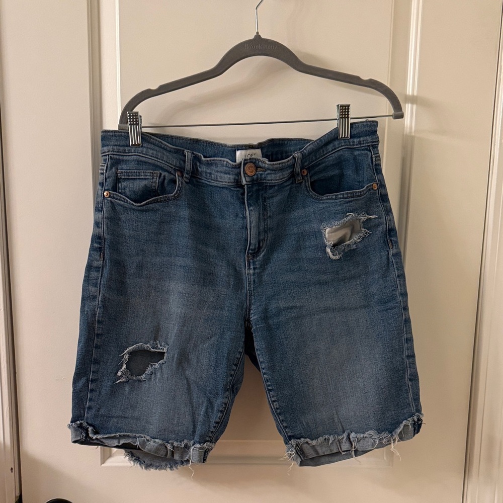 LOFT Blue Distressed Jean Shorts